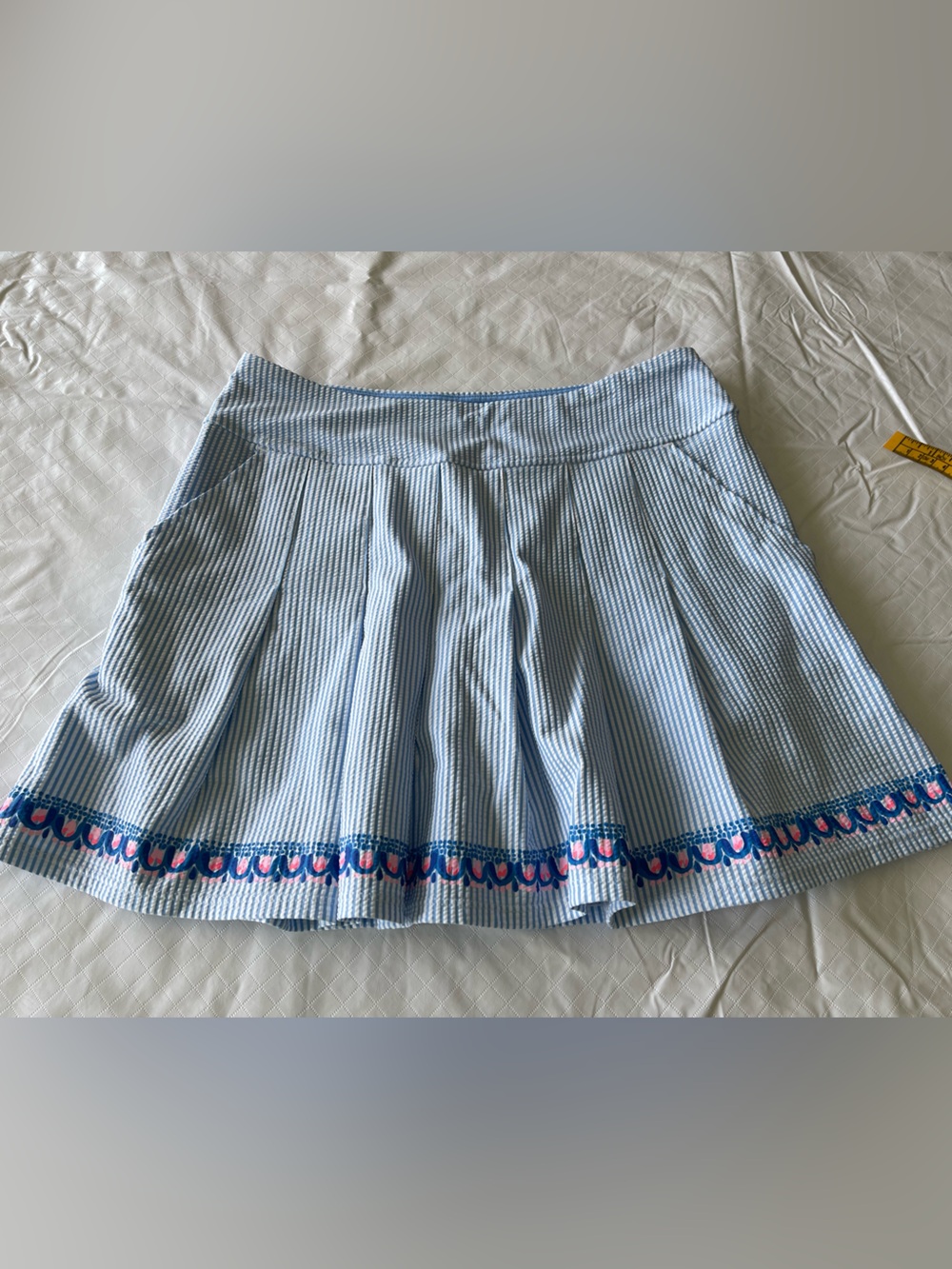 LILLY PULITZER “Luxletic” Blue Striped pleated skort with Embroidered Hem